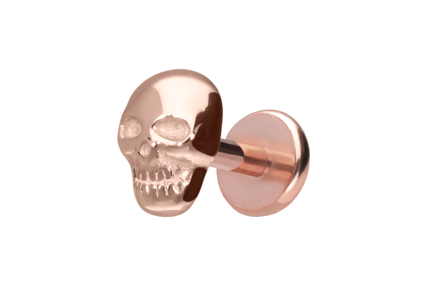 Titan Labret Piercing mit Push Fit TOTENKOPF